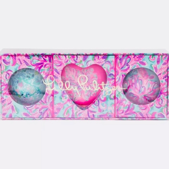 NIB Lilly Pulitzer Christmas Heart To Heart Ornament Set Pink Herring Ru… - Picture 2 of 8